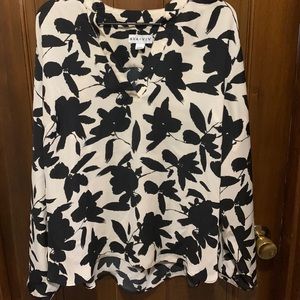 Black and Cream Floral Blouse